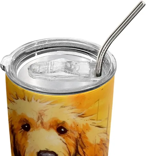 Vista 6 de Regalos de Golden Retriever de 20 onzas para los amantes de los perros, regalos de café para los amantes del café, fresco, divertido, lindo vaso