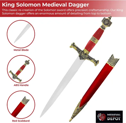 Vista 3 de MedievalDepot King Solomon Medieval Crusader Daggers - Perfect for Reenactment