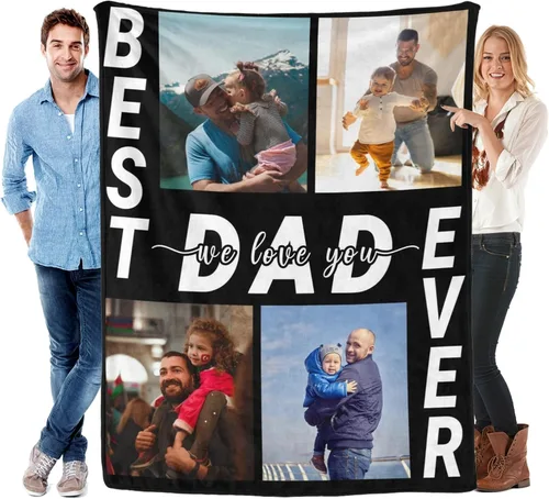 Vista 17 de Manta personalizada para el día del padre con foto, regalos personalizados para papá, papá, abuelo, papá, cumpleaños, Navidad