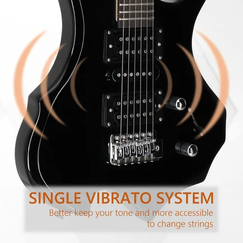 Vista 4 de Kit de guitarra eléctrica de diseño Burning Fire de Ktaxon, juego de guitarra para principiantes de 36 pulgadas HSH con amplificador, diapasón