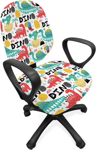 Vista 52 de Lunarable Funda para silla de oficina tribal, diseño azteca, nativo americano, geométrico, simbolismo étnico con espirales de triángulos, elástico
