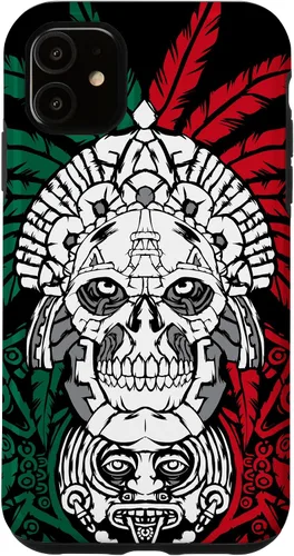 Vista 8 de Aztec Warrior Skull - Funda para iPhone 17, diseño de antepasados mexicanos