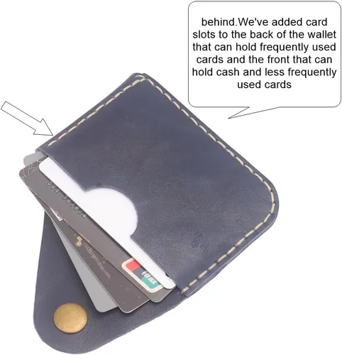 Vista 37 de Leather Card Holder Wallet, Compact Design with Slots for Cards and Cash (light brown)