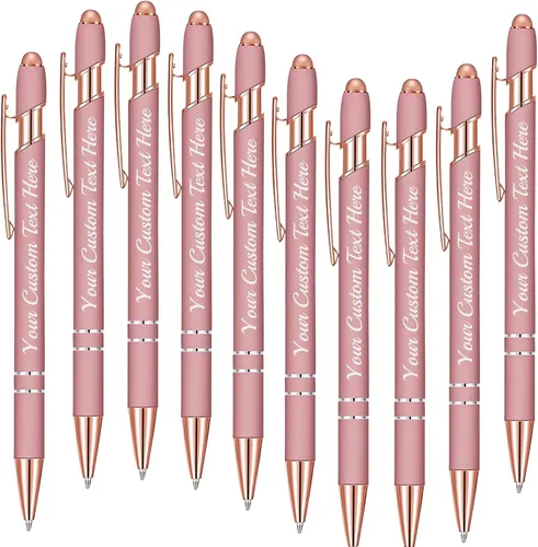 Vista 31 de Hasta 500 bolígrafos personalizados a granel con lápiz capacitivo, grabado, juego de bolígrafos con tu nombre, texto para mujeres de negocios