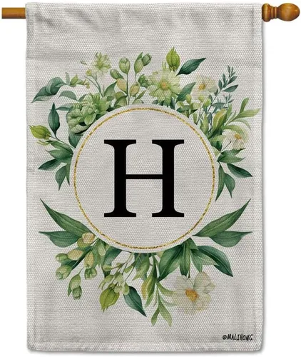 Vista 49 de Monogram Initial Letter P House Flag Flower Wreath Simple Style Letter Flag 28x40 Inch Vertical Double Sided for Outdoor Yard Decor