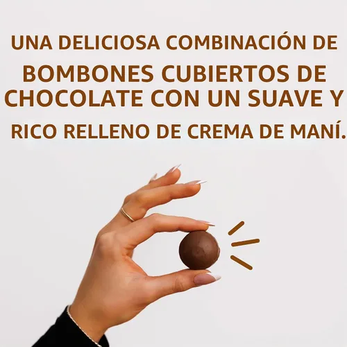 Vista 2 de Bon o Bon Bons de chocolate, trufas de chocolate decadentes con un relleno cremoso de maní y obleas, 0.59 onzas x 10 bombones