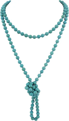 Vista 39 de Firstmeet Collar largo de cuentas de moda con nudo de cuerda, versátil, 60 pulgadas, joyería de disfraz para mujer Aqua Sky AB