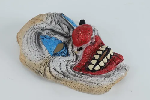 Vista 9 de Ferytyj Máscara de payaso colorida de Halloween aterradora y espeluznante accesorios de cosplay máscara de payaso de látex para adultos disfraz