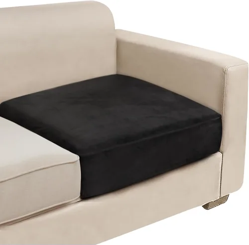 Vista 13 de NAISI Fundas de cojín de sofá de terciopelo elásticas de 1 pieza, fundas de asiento de sofá o respaldo, fundas suaves individuales para sofá Beige