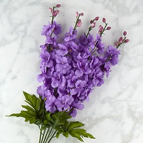 Vista 7 de Factory Direct Craft Poly Silk Beauty Pink Delphinium Floral Bush para decoración de interiores
