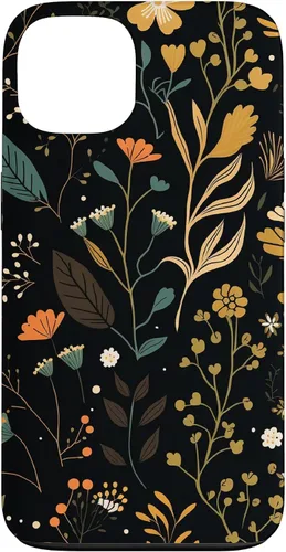 Vista 7 de Floral Aesthetic Simple Boho Modern Botanical Flowers Black Case for iPhone 17