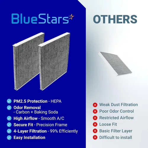 Vista 3 de BlueStars CF11819 CP819 Filtro de aire de cabina activado para cabina, compatible con Hyundai Sonata Azera Santa Fe, Kia Optima Cadenza Sedona