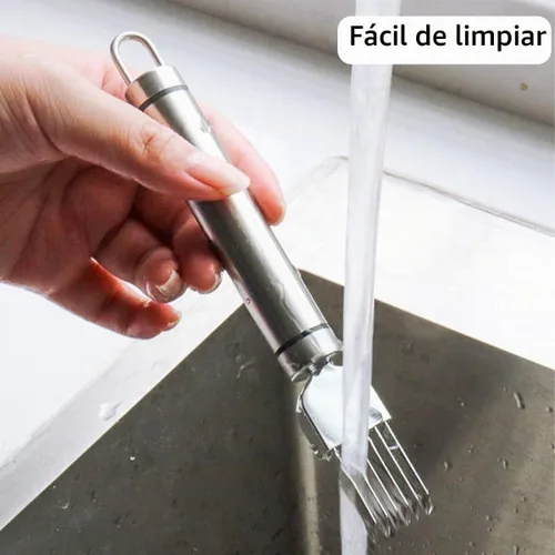 Vista 5 de Cortador de cebolla verde de acero inoxidable, 2 piezas, cortador de hierbas de cocina de múltiples cuchillas, herramienta profesional