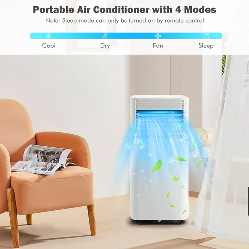 Vista 4 de PETSITE Aire acondicionado portátil, unidad de enfriamiento de CA de 8000 BTU para habitación, unidad de CA 3 en 1 con enfriador de aire, ventilador