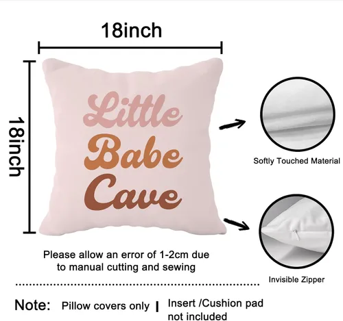 Vista 7 de Little Babe Cave Boho - Fundas de almohada decorativas con cita para niña, fundas de almohada retro de margaritas para el hogar, habitación