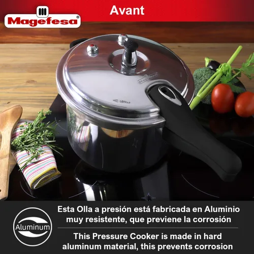 Vista 2 de MAGEFESA Avant - Olla a presión de aluminio de 6.2 cuartos de galón, compatible con estufas de gas, eléctricas y cerámicas, olla a presión