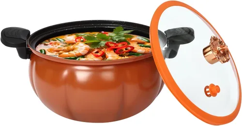 Vista 9 de Olla a micro presión de calabaza de 8 L, olla de cocción a micro presión con tapa transparente, olla antiadherente para cocinas caseras, escuelas
