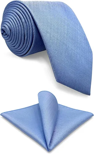 Vista 68 de S&W SHLAX&WING Conjunto de corbata de color sólido y pañuelo de bolsillo para hombre