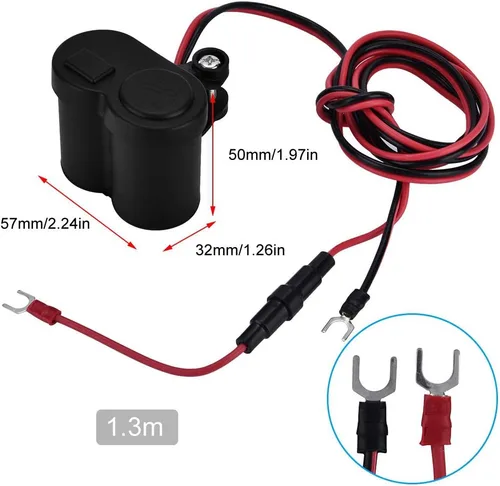 Vista 3 de para 12 V. toma de corriente Yctze 12-24V motocicleta impermeable encendedor de cigarrillos enchufe USB toma de corriente toma de corriente