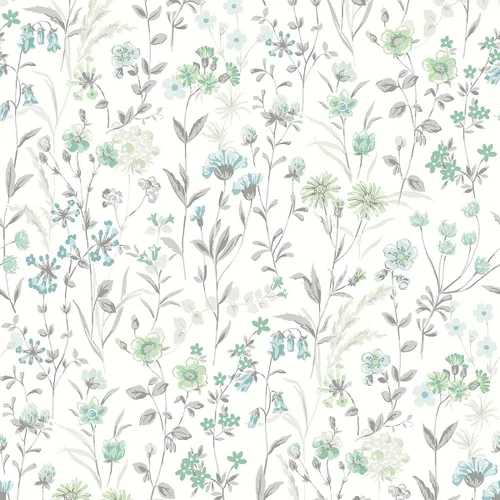 Vista 9 de NextWall Papel tapiz autoadhesivo de flores silvestres (carbón y piedra azulada)