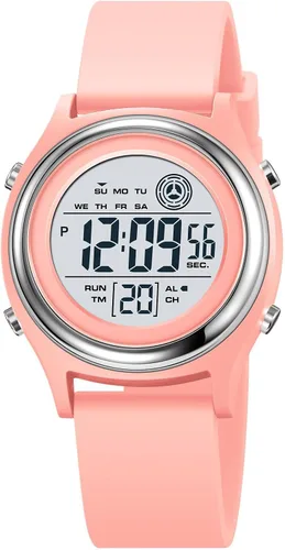 Vista 8 de Relojes digitales para mujer, pantalla LED, correa de silicona, reloj militar, multifunción, impermeable, alarma, cronómetro, retroiluminación LED