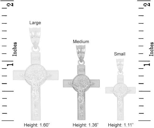 Vista 3 de Solid 925 Sterling Silver St Benedict Crucifix Cross Pendant Necklace 130