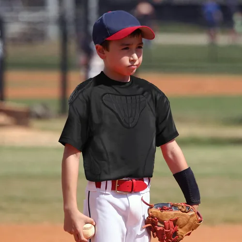 Vista 8 de Padded Shirt Youth Boys Padded Compression Sports Protective T-Shirt Kids Rib Chest Guard for Football Baseball Basketball
