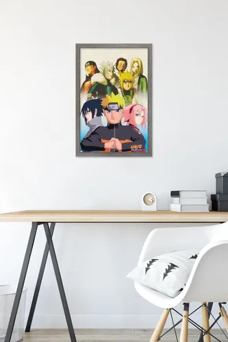 Vista 6 de Trends International Naruto Shippuden - Póster de pared de arte clave, 14.725 x 22.375 pulgadas, versión enmarcada de madera de granero