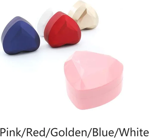 Vista 5 de Caja de anillo con forma de corazón con luz LED, soporte de terciopelo, organizador de cofre de joyería, aretes, caja de presentación de joyas