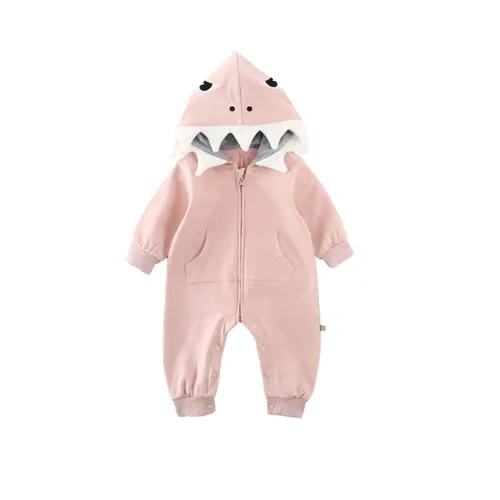 Vista 13 de ALLAIBB Disfraz de tiburón para bebé, mameluco de algodón, lindo overol con capucha para bebés, niños y niñas de 3 a 24 meses Azul