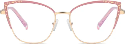 Vista 2 de Gafas de luz azul para mujer, gafas de computadora, anteojos de lectura, gafas de ojo de gato, marco de metal