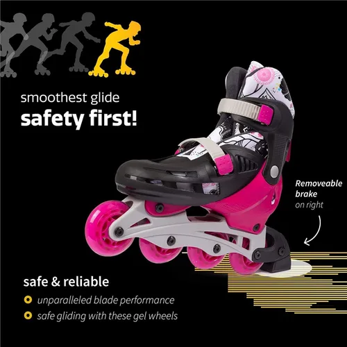 Vista 4 de New-Bounce - Patines en línea para niñas y niños, patines ajustables para exteriores para niños de 8 a 12 años para principiantes y avanzados