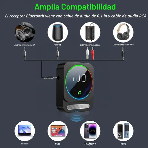 Vista 6 de SONRU Receptor Bluetooth 5.3 para Coche, Adaptador de Audio Inalámbrico para Coche/Estéreo de Casa/Auriculares con Cable/Altavoz, Adaptador Aux Negro
