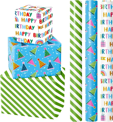 Vista 22 de WRAPAHOLIC Papel de regalo de oso para baby shower, mini rollo, 3 rollos, 17 x 120 pulgadas, diseño de oso de aventura en avión y fiesta para baby