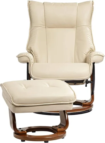 Vista 7 de Benchmaster Morgan Stucco - Sillón reclinable giratorio de piel sintética con silla otomana, sillón moderno, ergonómico, manual, reclinable Estuco