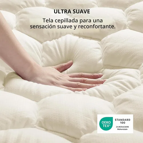 Vista 2 de Bedsure Protector de colchón beige individual XL – Cubrecolchón suave para dormitorio universitario, protector de cama individual extra largo