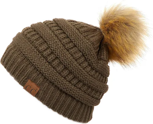 Vista 41 de Gorro unisex liso con pompón y ribete (HAT-43) de C.C Hatsandscarf Exclusives Marfil