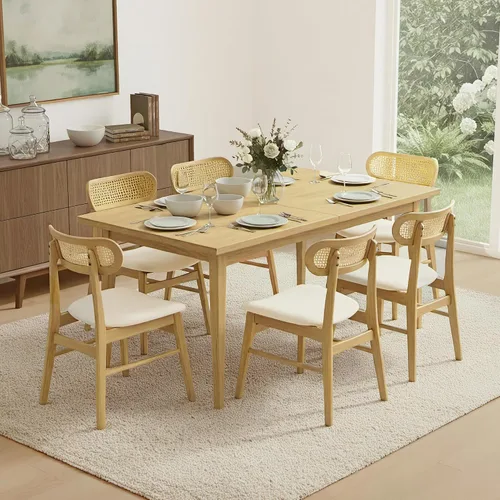 Vista 12 de KISLOT - Juego de 2 sillas de comedor de madera, sillas de cocina tapizadas, originales