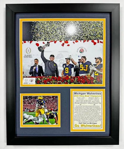 Vista 3 de Fútbol de Michigan Campeones Nacionales del CFP 2023 Collages de Fotos Enmarcadas con Doble Mate (30 cm x 38 cm, Mosaico)