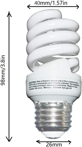 Vista 2 de Bombilla CFL de 13 vatios (60 vatios), color blanco suave, 2700 K, 1040 lm, bombilla en espiral de base media, bombilla fluorescente compacta