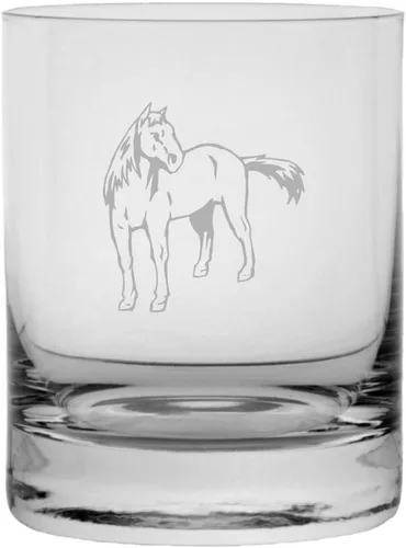 Vista 15 de Abaco Barb - Vaso de whisky con temática de caballo grabado (10.25 onzas)