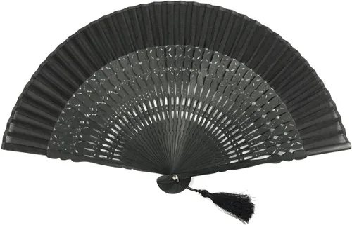 Vista 6 de Wrapables® Ventilador plegable de mano de seda con borla y funda protectora, flores de cerezo azul