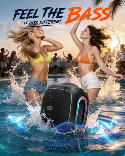Vista 3 de Altavoz Bluetooth portátil inalámbrico, 200 W pico fuerte súper Gris