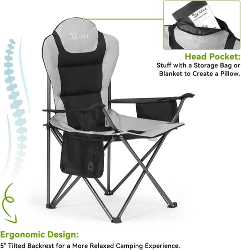Vista 6 de Seazul Sillas de camping para adultos, silla de campamento, sillas plegables para exteriores, soporta 380 libras, sillas portátiles de viaje