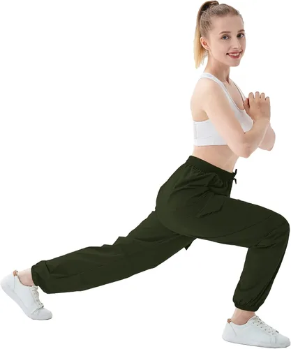 Vista 4 de SANGTREE Pantalones deportivos tipo cargo casuales impermeables para niñas y mujeres