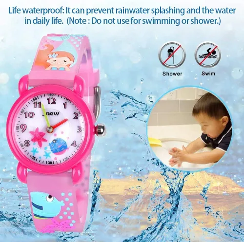 Vista 3 de Kids Gift Reloj impermeable de dibujos animados 3D para niñas, regalos para niñas de 3 a 8 años