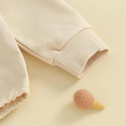 Vista 5 de Ropa de otoño para bebé, niño, niña, sudadera con capucha, mameluco liso de manga larga, ropa de invierno