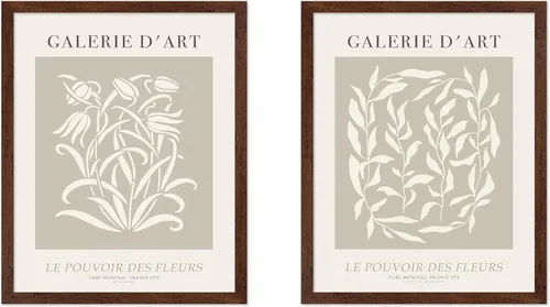 Vista 46 de Poster Master Póster botánico vintage de 3 piezas, estampado floral retro, regalo para artistas, amigos, flores de acuarela, brillante, azul