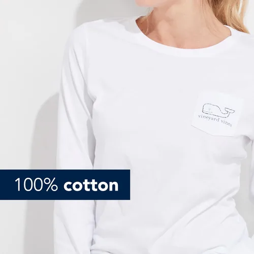 Vista 3 de vineyard vines Women's Long-Sleeve Vintage Whale Pocket T-Shirt