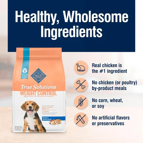 Vista 6 de Blue Buffalo True Solutions Alimento seco natural para control de peso para perros adultos, con pollo, bolsa de 4 libras